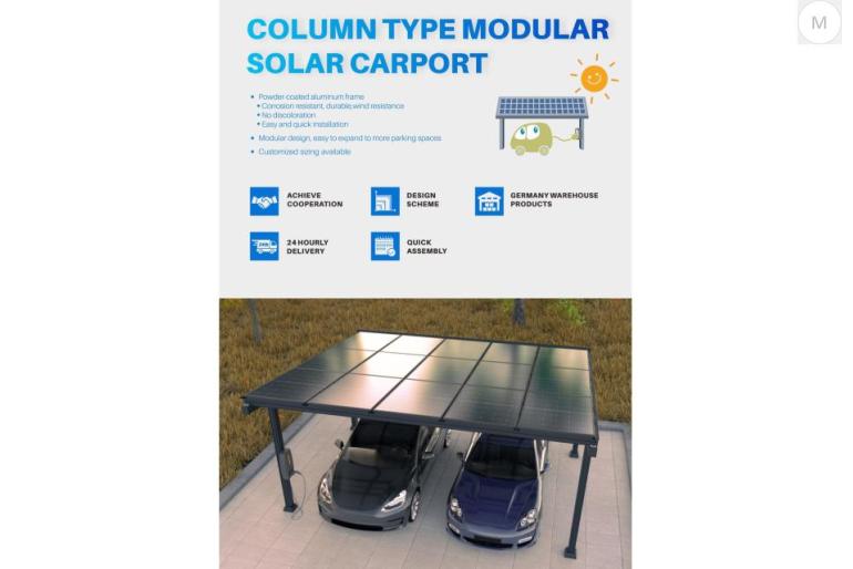 Solcarport med 6,6 kW och batteriförråd - Statik och tillgänglighet från lager i Tyskland