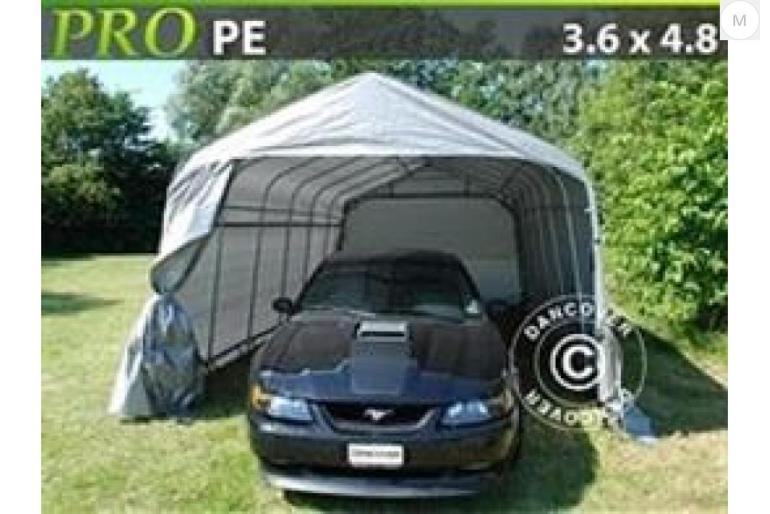 Garagetält-Båthall PRO 3,6 x 4,8 x 2,7 PE Grå Nu 5955:-